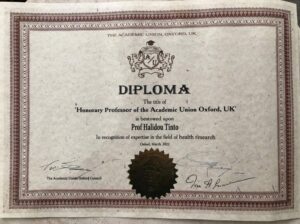 Honorary professor of the Academic Union Oxford, UK